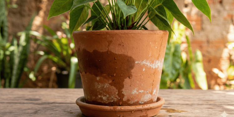 O vaso de barro tradicional é feito de argila queimada e fica cheio de microcanais invisíveis a olho nu.