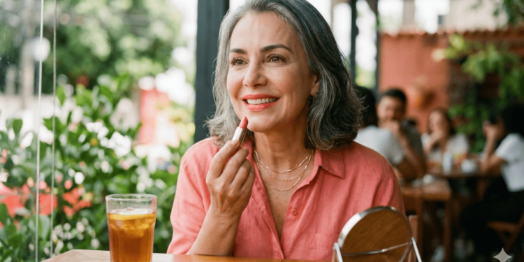 Em peles maduras, a maquiagem costuma buscar um ar de saúde e de vitalidade, sem excesso de cobertura ou cores pesadas.