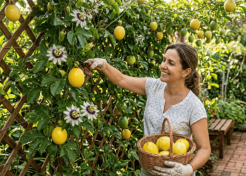 A trepadeira de crescimento rápido que transforma muros sem graça em uma cortina de flores e frutos