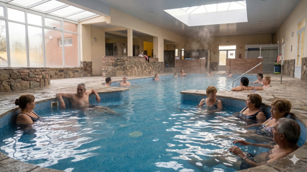 Banhos relaxantes em piscinas naturais aquecidas 