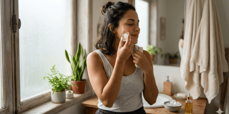 A técnica de gelo no rosto consiste em deslizar um cubo de gelo envolvido em um pano limpo sobre a face por alguns minutos