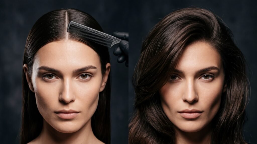 Antes de mudar o cabelo, faça este teste no espelho e descubra se seu rosto combina mais com risca ao meio, lateral ou franja