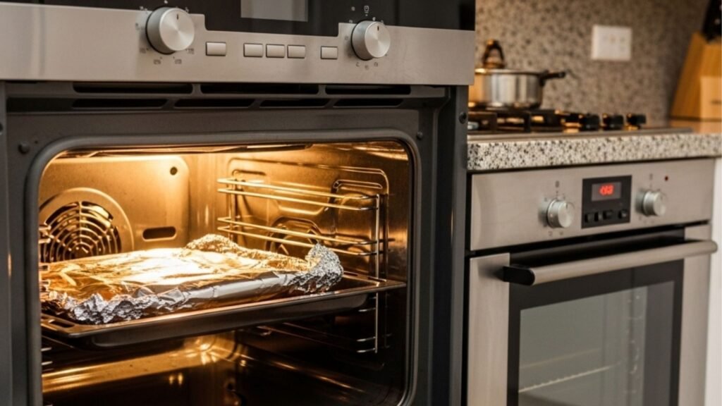 Por que você nunca deve colocar papel alumínio em um forno elétrico