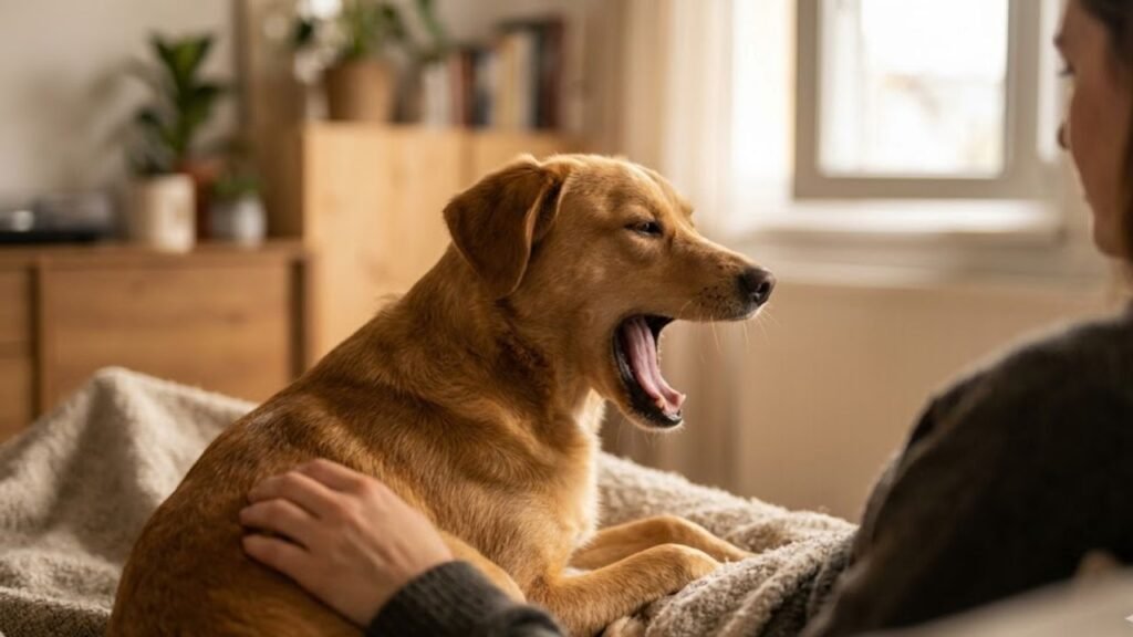 cachorro bocejando