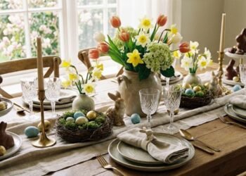 Ideias elegantes para decorar a mesa de Páscoa com sofisticação e estilo