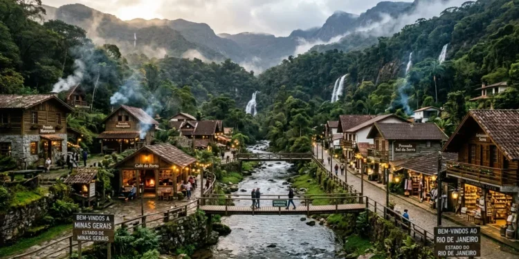 O vilarejo da Serra da Mantiqueira onde o rio separa dois estados e as cachoeiras geladas convidam para um café junto à lareira