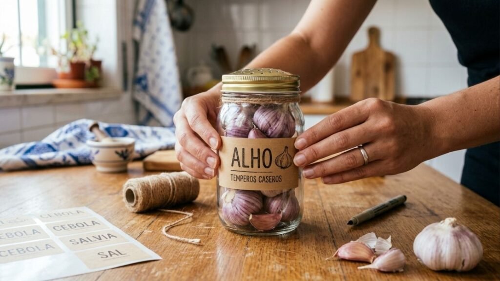 Antes de jogar fora os potes de vidro, transforme-os em elegantes porta-temperos para a sua cozinha