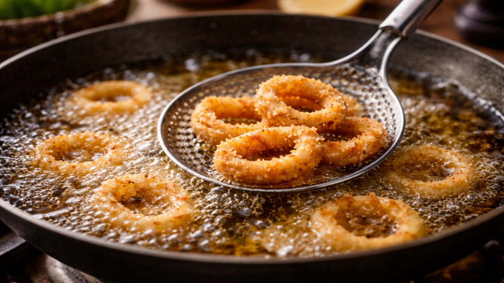 Lula frita à moda romana crocante e fácil