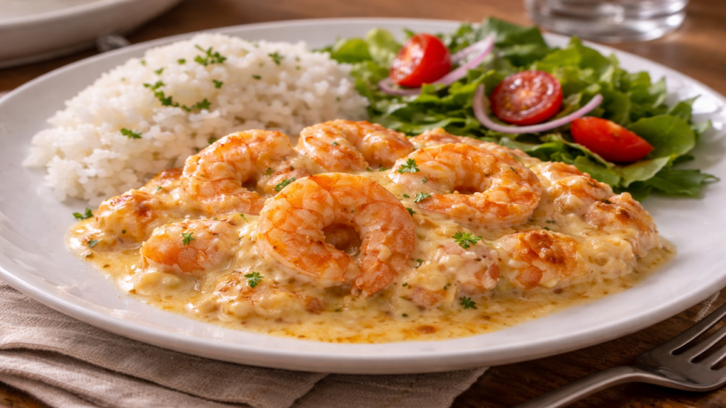 Fricassê de camarão cremoso fácil e irresistível