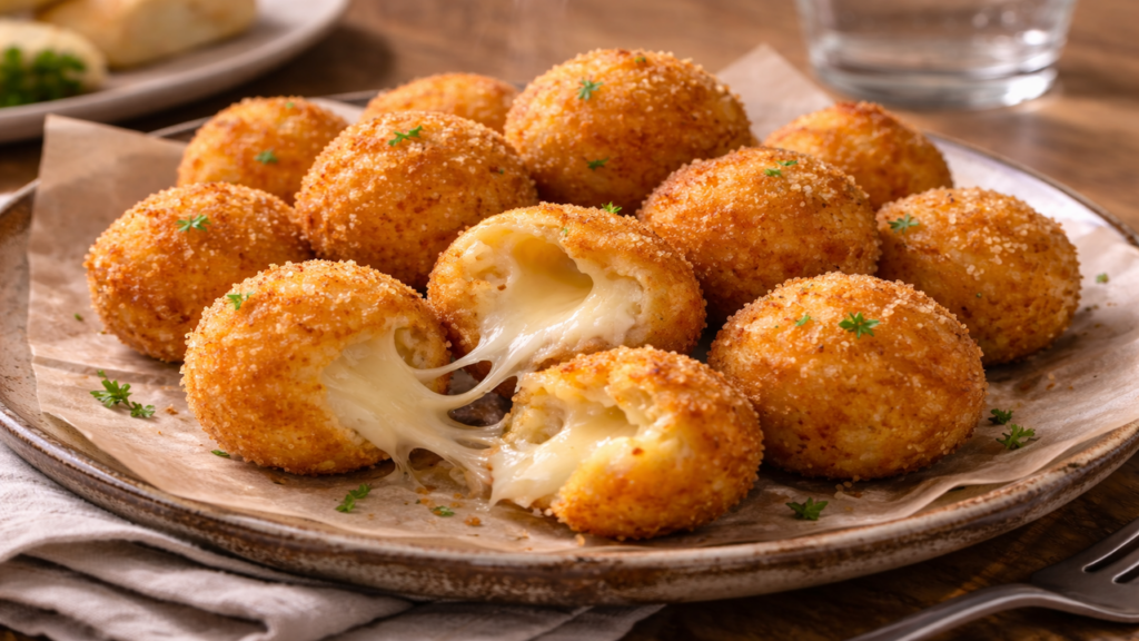 Bolinhas de batata com queijo crocantes e fáceis