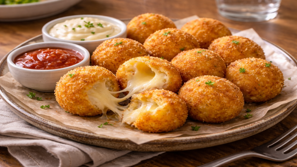 Bolinhas de batata com queijo crocantes e fáceis