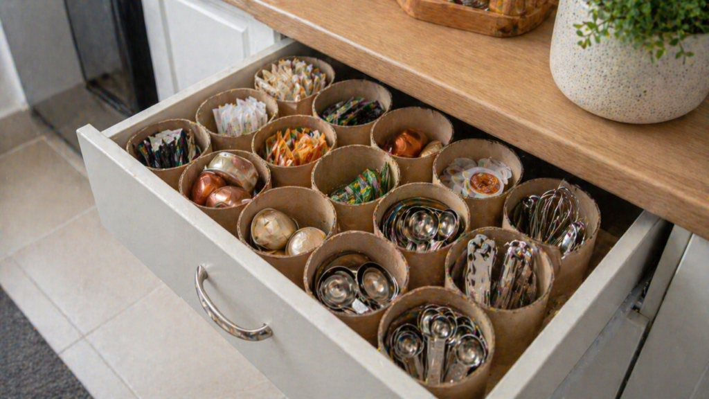 Rolo de papel higiênico vira o melhor organizador de cozinha