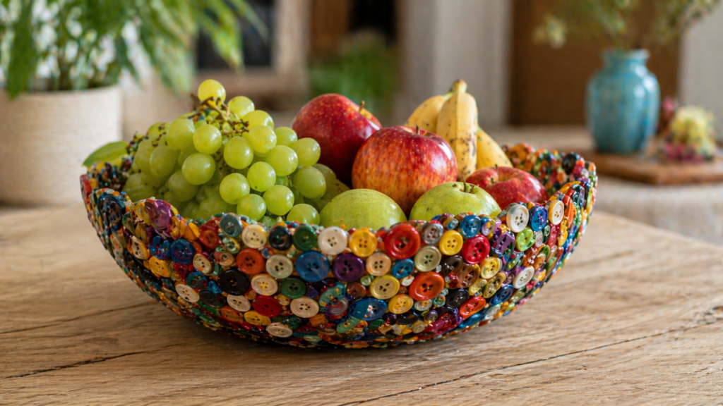 Botões velhos viram a melhor fruteira artesanal da casa