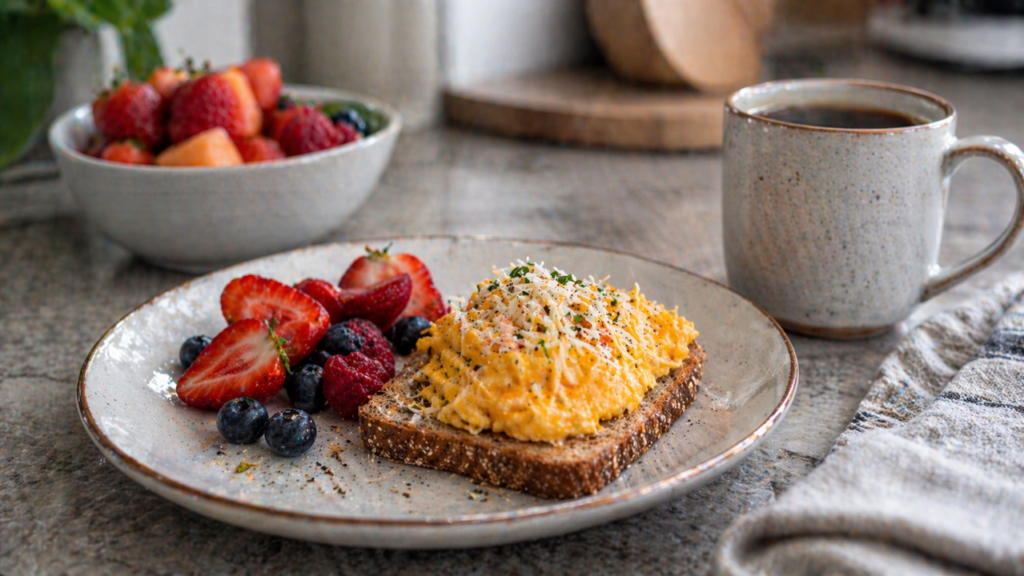 Ovos mexidos com queijo são o melhor café da manhã rápido