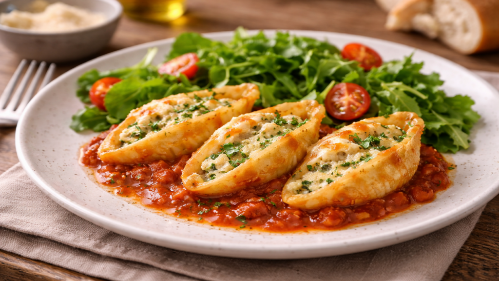 Conchiglioni recheado com ricota é o prato mais aconchegante