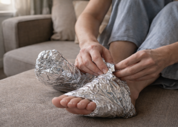 Papel alumínio nos pés alivia cansaço