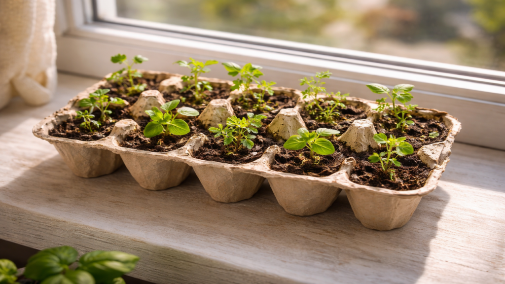 Caixa de ovo vira horta caseira simples e barata