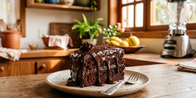 Em menos de uma hora você faz um bolo de chocolate fofinho com cobertura que lembra brigadeiro de panela