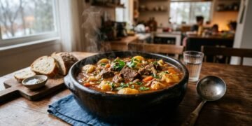 Ensopado de carne com batatas fica perfeito com um método simples que garante sabor e maciez