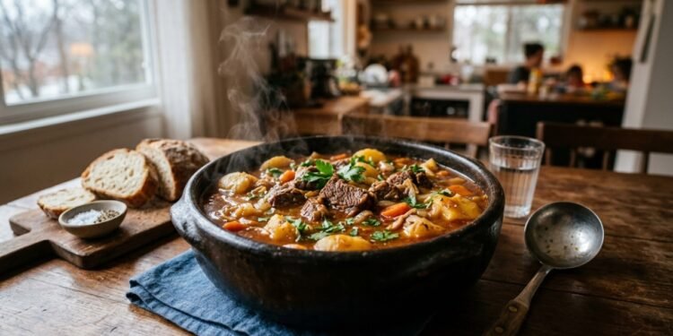 Ensopado de carne com batatas fica perfeito com um método simples que garante sabor e maciez