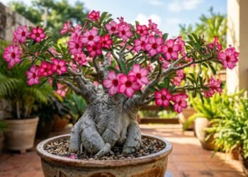 Rosa-do-deserto exige um cuidado que pouca gente respeita na rega, e ignorar isso pode destruir o caudex rapidamente