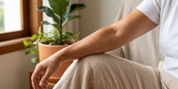 Manchas brancas no braço aparecem mais com o sol e entender isso muda o jeito de cuidar