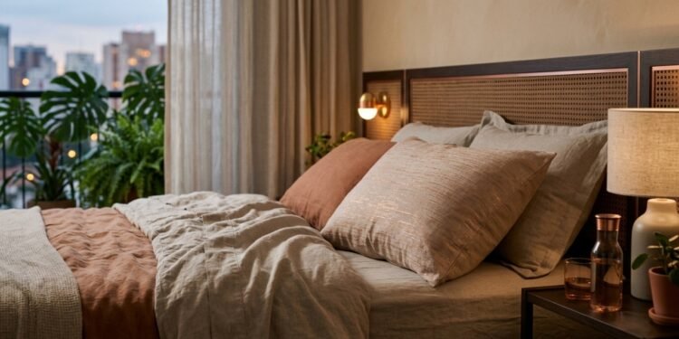 Essa tendência com cobre no quarto promete noites mais frescas e confortáveis