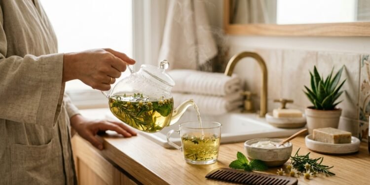 Chá para cabelo pele e unhas reúne ervas conhecidas e entra na rotina com apelo de cuidado diário