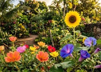 Flores que abrem em horários diferentes e transformam o jardim do amanhecer à noite