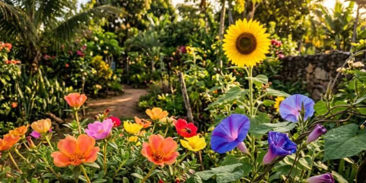 Flores que abrem em horários diferentes e transformam o jardim do amanhecer à noite