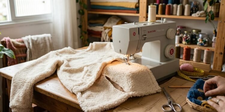 Faça em casa um casaco de tecido felpudo com um truque de costura simples para os dias frios