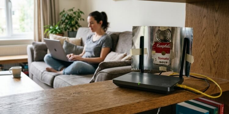 Qual a finalidade de colocar uma lata em cima do roteador Wi-Fi e por que isso é recomendado