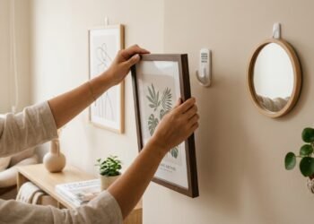 Pendure objetos decorativos grandes sem furar a parede com um método simples que evita sujeira e funciona na hora