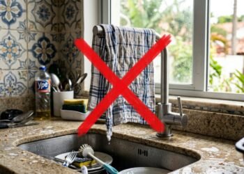 Pendurar o pano de prato na torneira é comum, mas pode estar prejudicando a sua cozinha