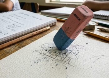 Para que serve a parte azul da borracha e o que acontece se você a usar em uma folha de papel A4