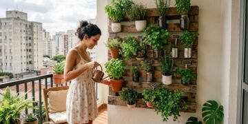 A transformação estética e funcional de usar paletes reciclados para criar um jardim suspenso na parede