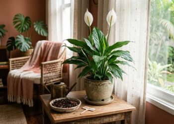 As misturas de solo que garantem uma transformação e fazem o lírio-da-paz florir mesmo sem sol