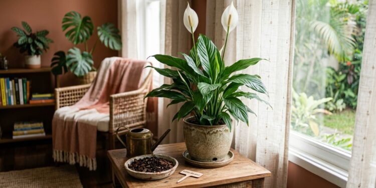 As misturas de solo que garantem uma transformação e fazem o lírio-da-paz florir mesmo sem sol