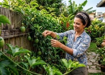 O fenômeno da polinização caseira que transforma muros simples em um pomar produtivo e perfumado