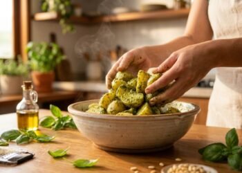 O molho italiano saboroso que transforma a salada de batata comum em um acompanhamento gourmet irresistível