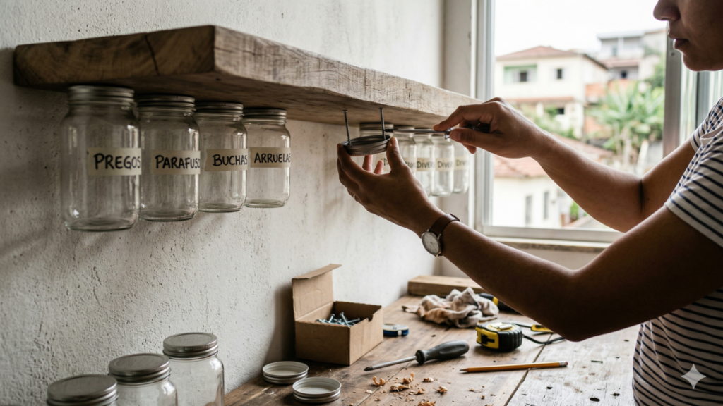Frascos de vidro viram organizadores incríveis