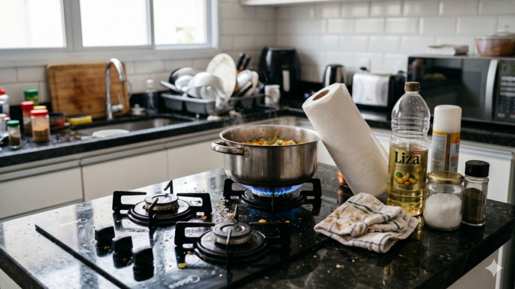 Itens perigosos perto do fogão que você deve evitar