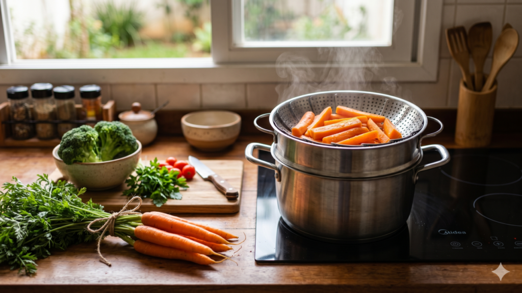 Cenoura no vapor preserva mais nutrientes