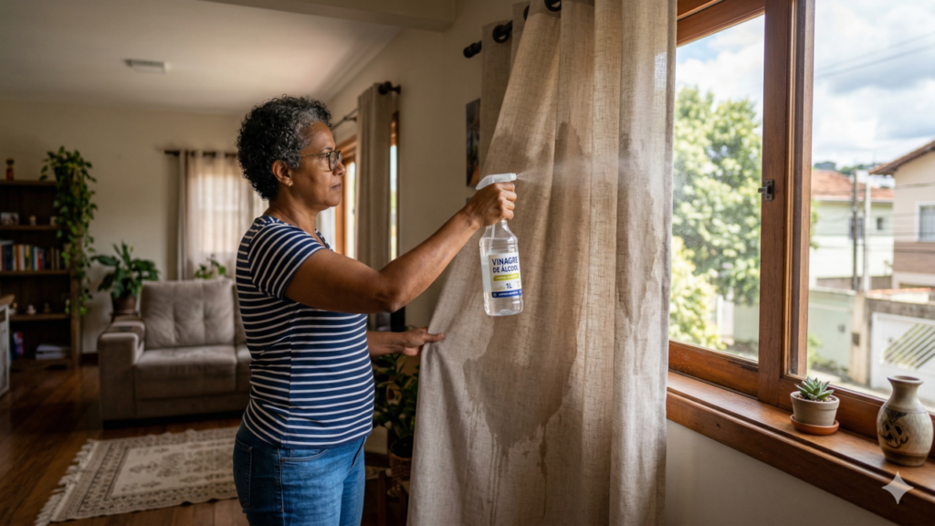 Vinagre nas cortinas elimina cheiro sem esforço