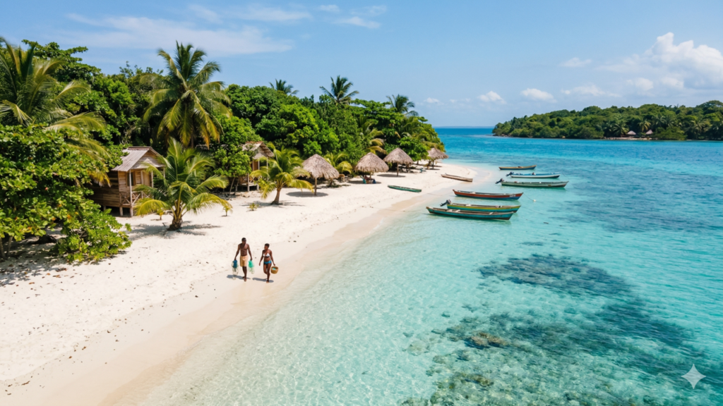 Caribe colombiano revela ilhas tranquilas com mar azul intenso