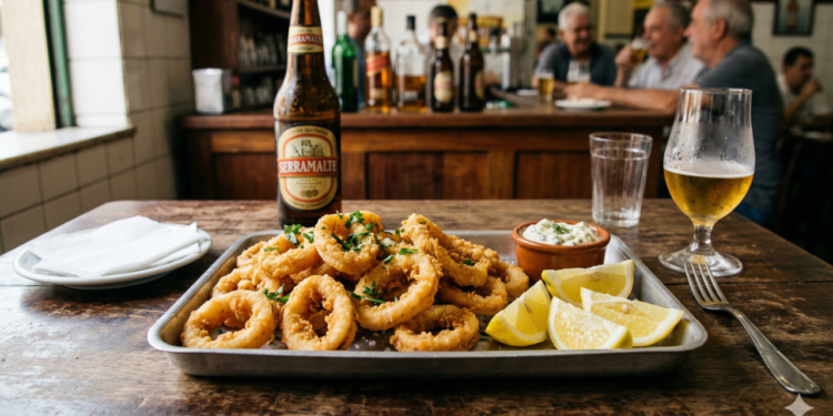 Lula frita à moda romana crocante e fácil