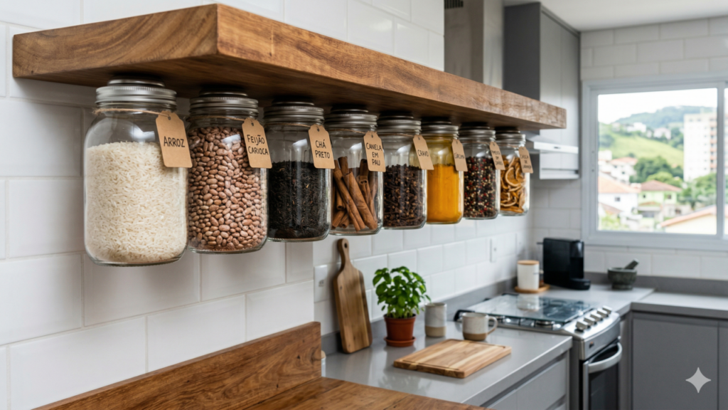 Frascos de vidro viram organizadores incríveis