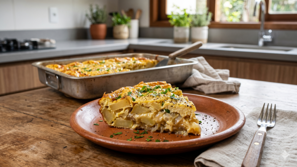 Omelete de batata de forno é o jantar mais prático