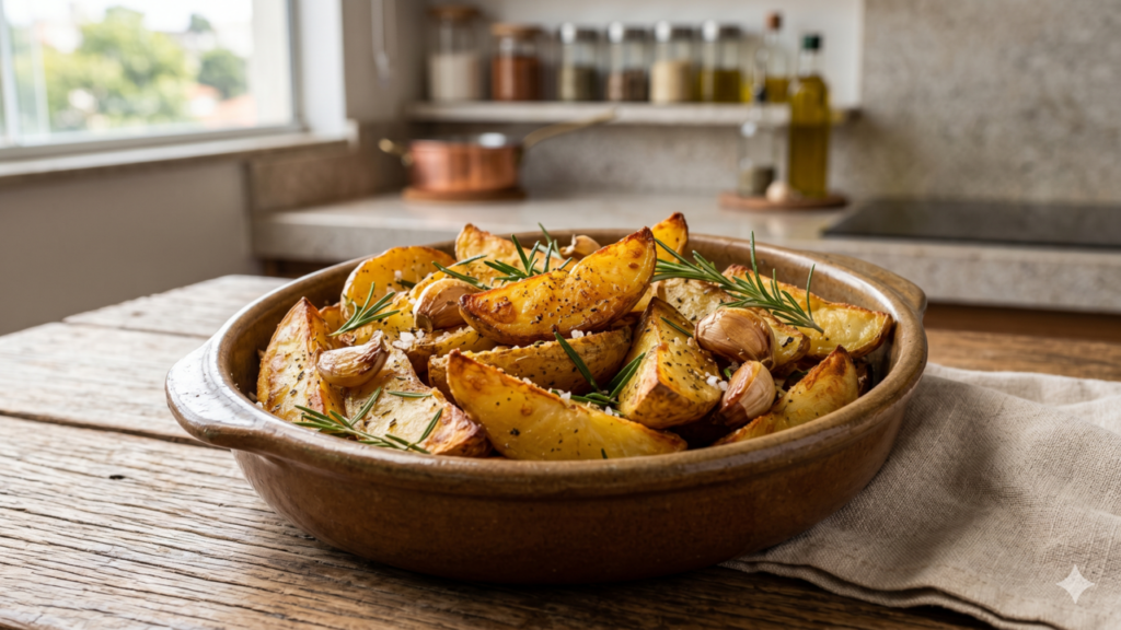 Batata assada crocante com truque italiano