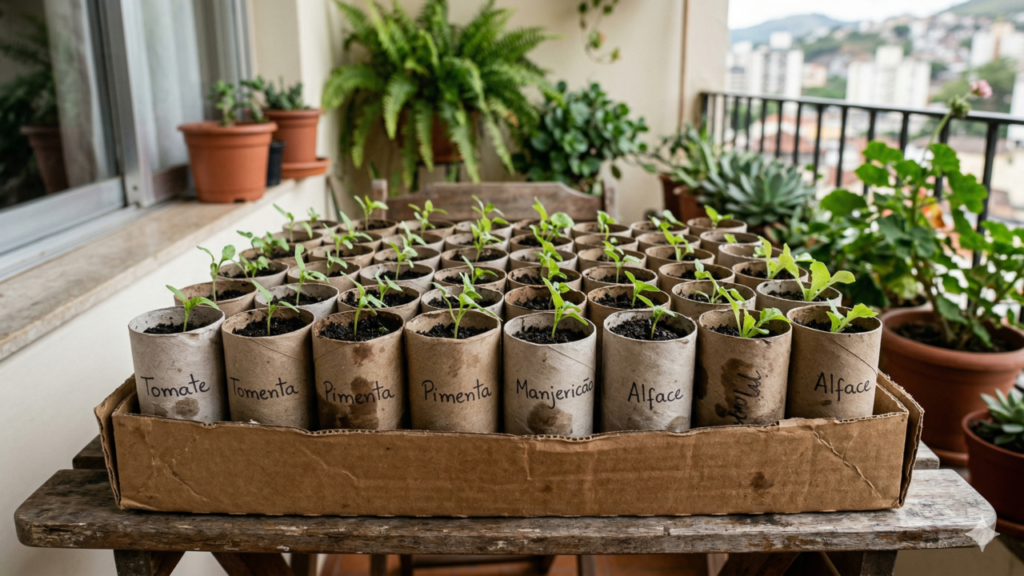Como fazer vasos com rolinho e criar sua horta